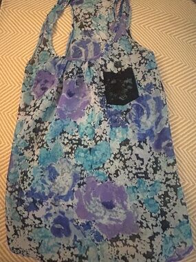 Floral Racerback Tank Top in Blue & Purple